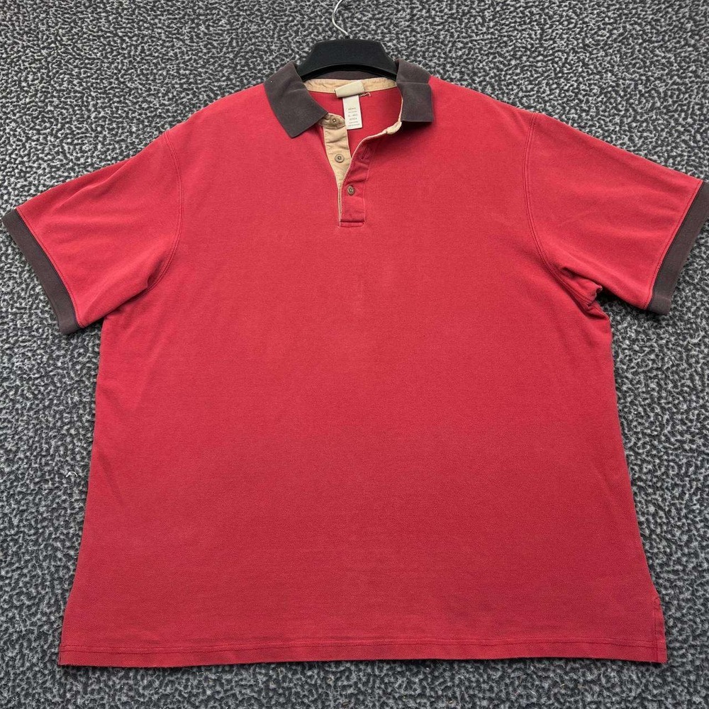 L.Lā Bean Polo Shirt Men Extra Large Red Short Sleeve Collared Cotton XL